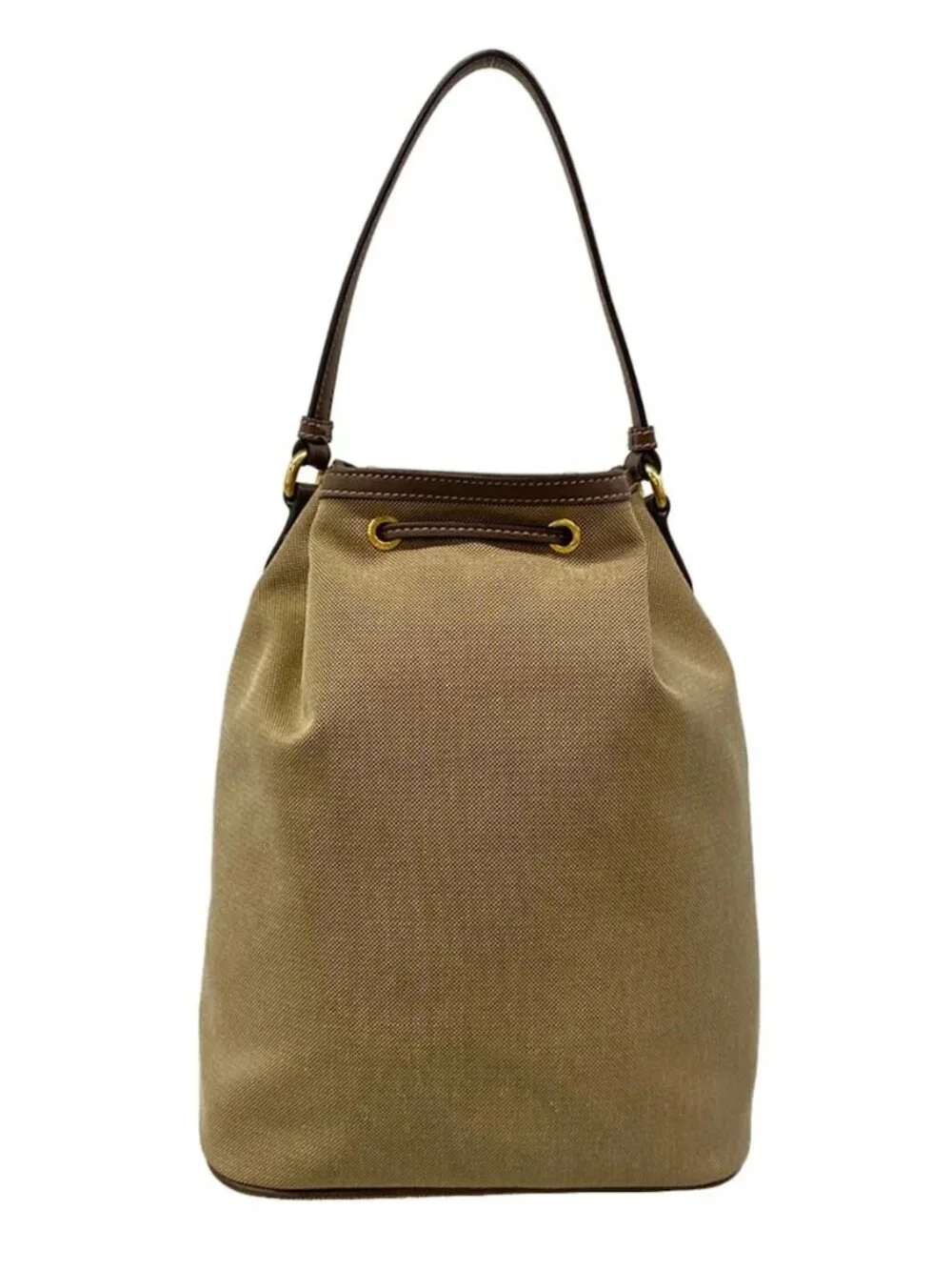PRADA Logo Jacquard 1BH097 Beige Brown Dark Brown Jacquard Leather Handbag